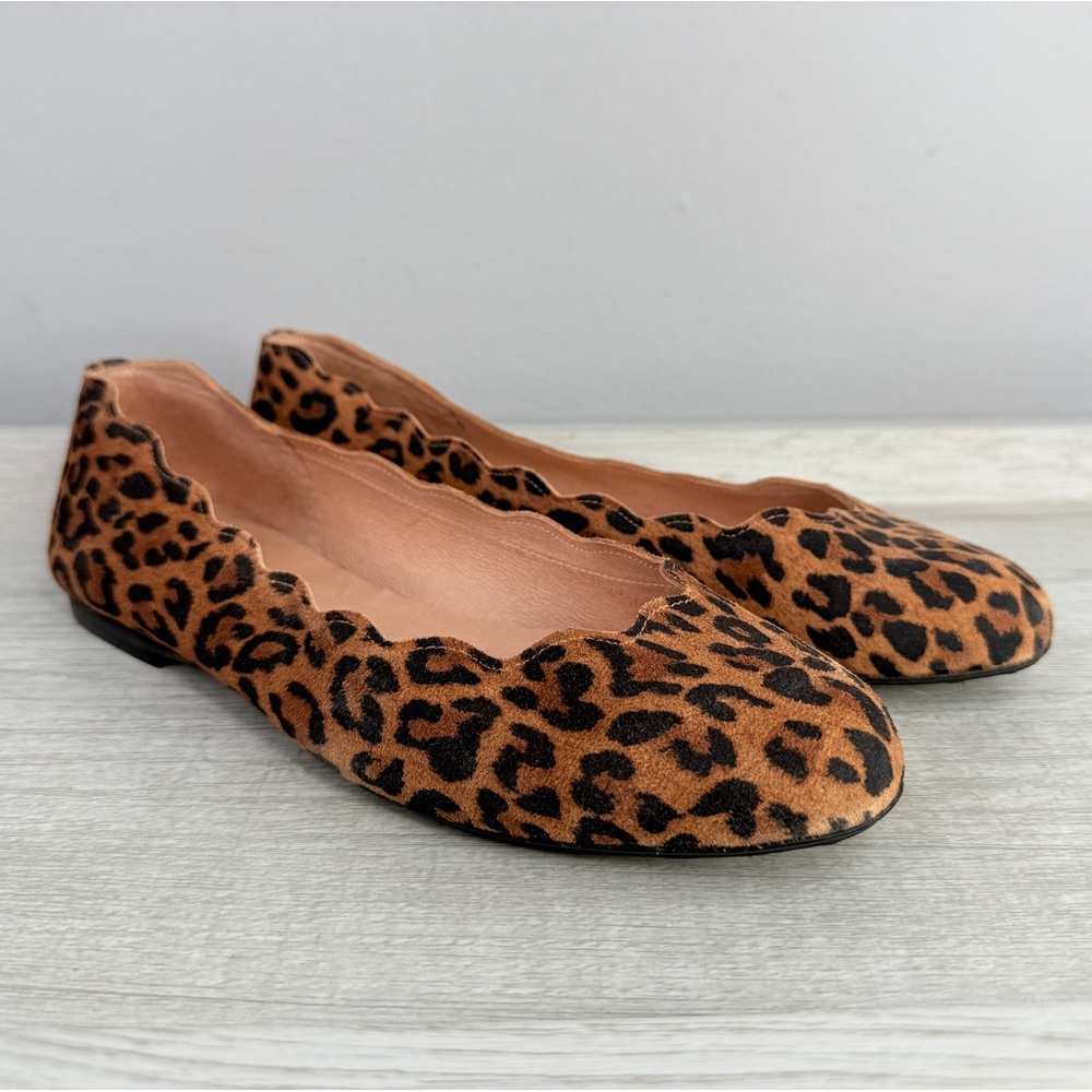 FS/NY French Sole Jigsaw Leopard Print Scalloped Flats size 8 - Picture 12 of 14